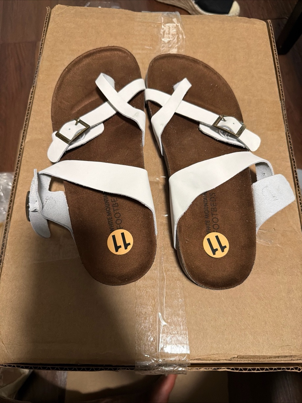 White Mountain Women's Crawford Footbed Sandals White Leather Size 11
